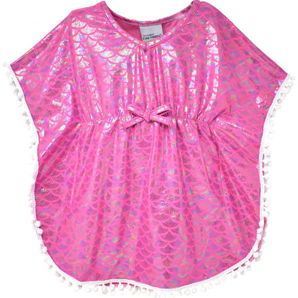 UPF 50 Kaia Beach Swim Cover-Up, Shiny Pink Scales