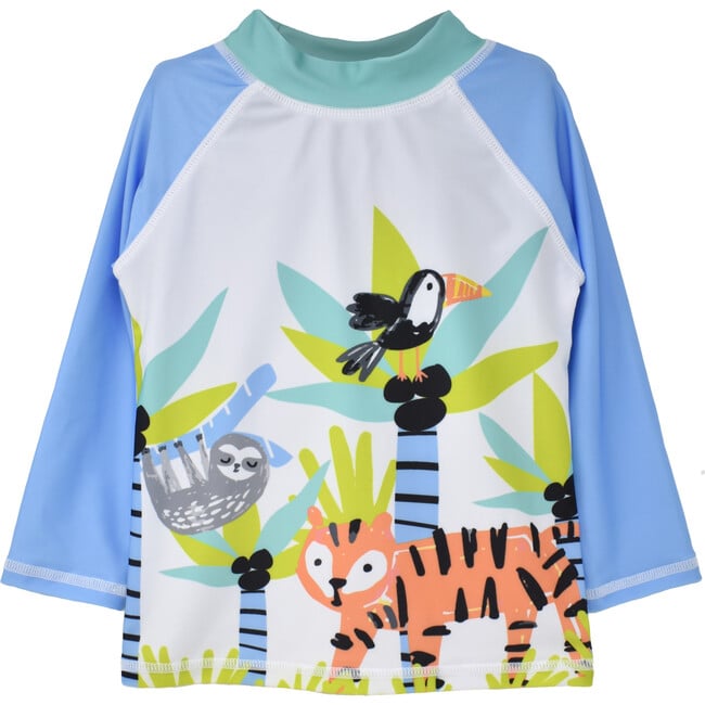 UPF 50+ Graphic Rash Guard Swim Top, Wild Jungle