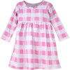 UPF 50+ Lumi Long Sleeve Tee Dress, Buffalo Check Pink - Dresses - 1 - thumbnail