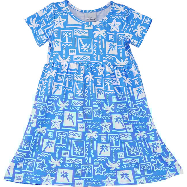 UPF 50+ Laya Short Sleeve Tee Dress, Seaside Palms