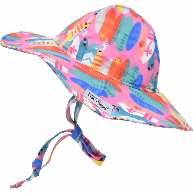 UPF 50+ Floppy Hat With Large Brim Shade, Pink Beach Boards