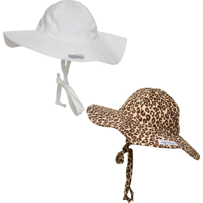 Floppy Hat 2 Pack, Luxe Leopard & Vanilla Stripe Seersucker