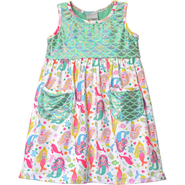 UPF 50 Dahlia Sleeveless Pocket Tee Dress, Mermaidf Bliss