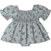 Organic Smocked Dress W/ Bloomers, Sage Bloom - Dresses - 1 - thumbnail