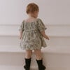 Organic Smocked Dress W/ Bloomers, Sage Bloom - Dresses - 2 - thumbnail