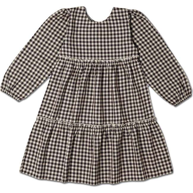 Organic Long Sleeve Tiered Dress, Gingham Checks