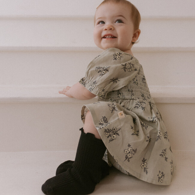 Organic Smocked Dress W/ Bloomers, Sage Bloom - Dresses - 3