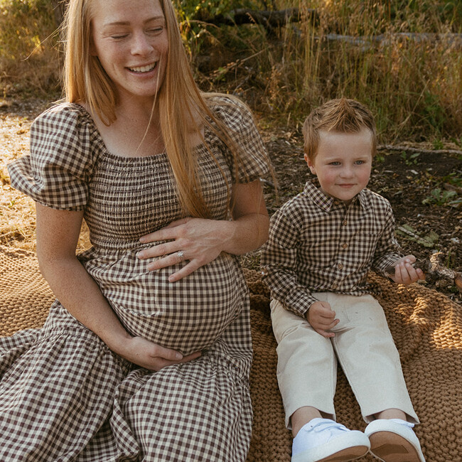 Organic Collared Long Sleeve Shirt, Gingham Checks