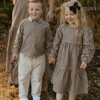 Organic Long Sleeve Tiered Dress, Gingham Checks - Dresses - 2