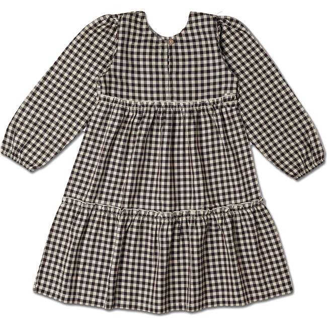 Organic Long Sleeve Tiered Dress, Gingham Checks - Dresses - 3