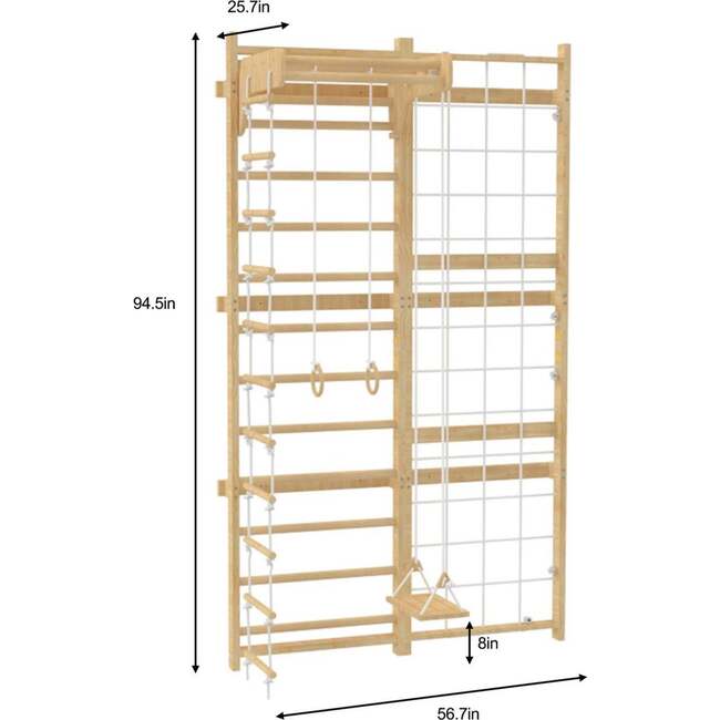 Neem Swedish Wall Ladder & Indoor Wooden Climber for Kids – Home Gym Playset, 94.5" H - Activity Gyms - 7