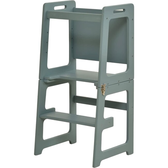 Date - 4 in 1 Kitchen Tower, Desk, Step Stool and Chalkboard, Light Blue