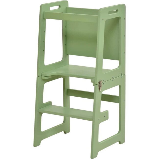 Date - 4 in 1 Kitchen Tower, Desk, Step Stool and Chalkboard, Green