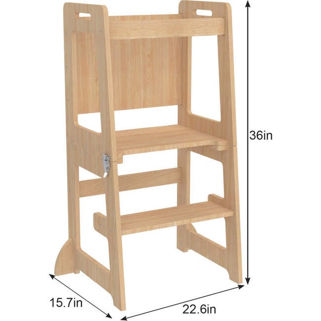 Date - 4 in 1 Kitchen Tower, Desk, Step Stool and Chalkboard, Natural - Developmental Toys - 7