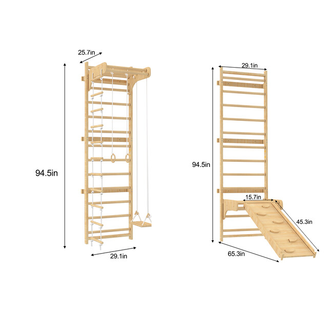 Betula Swedish Wall Ladder & Indoor Wooden Climber for Kids – Home Gym Playset, 94.5" H