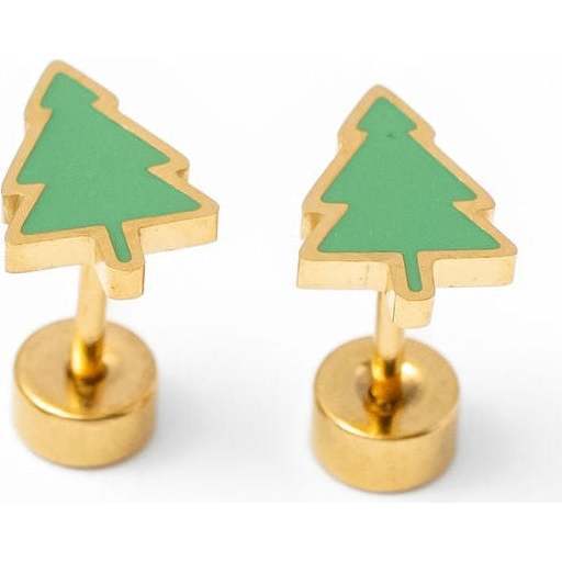 Christmas Tree Stud Earrings, Green