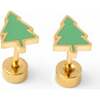 Christmas Tree Stud Earrings, Green - Earrings - 1 - thumbnail