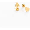 Christmas Tree Stud Earrings, Gold - Earrings - 1 - thumbnail