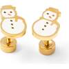 Snowman Stud Earrings, White - Earrings - 1 - thumbnail