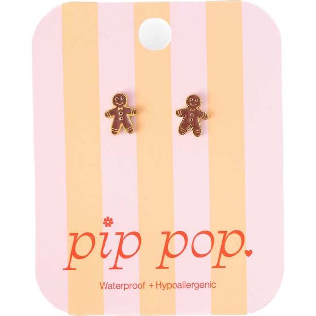 Gingerbread Man Stud Earrings, Brown