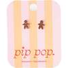 Gingerbread Man Stud Earrings, Brown - Earrings - 2