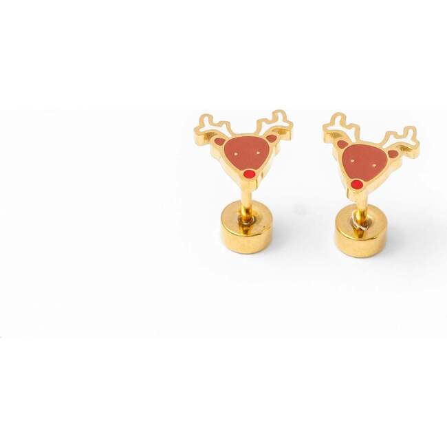 Reindeer Stud Earrings, Brown