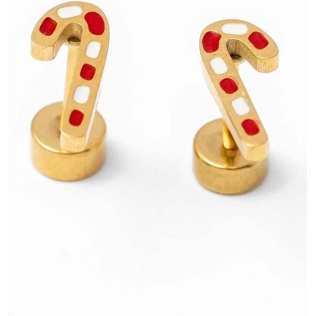 Candy Cane Stud Earrings, Red Multi