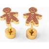 Gingerbread Man Stud Earrings, Brown - Earrings - 3