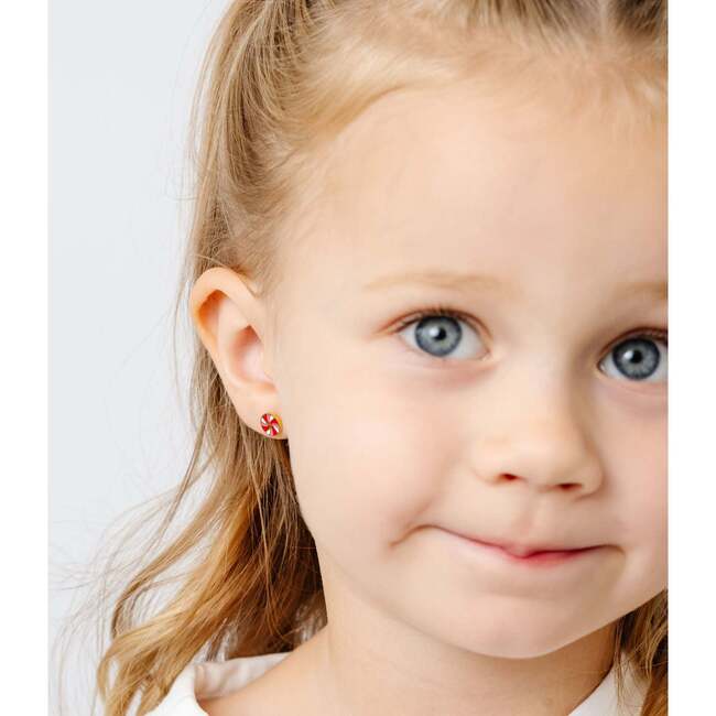 Peppermint Stud Earrings, Red/White