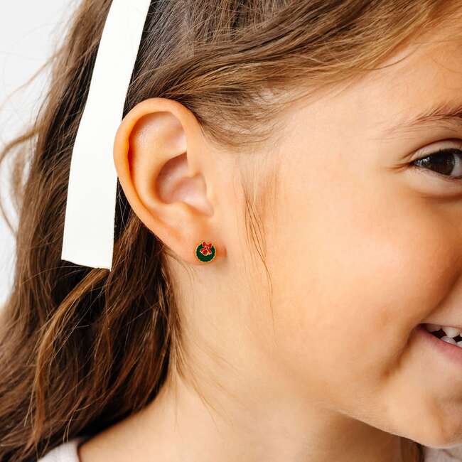 Wreath Stud Earrings, Green