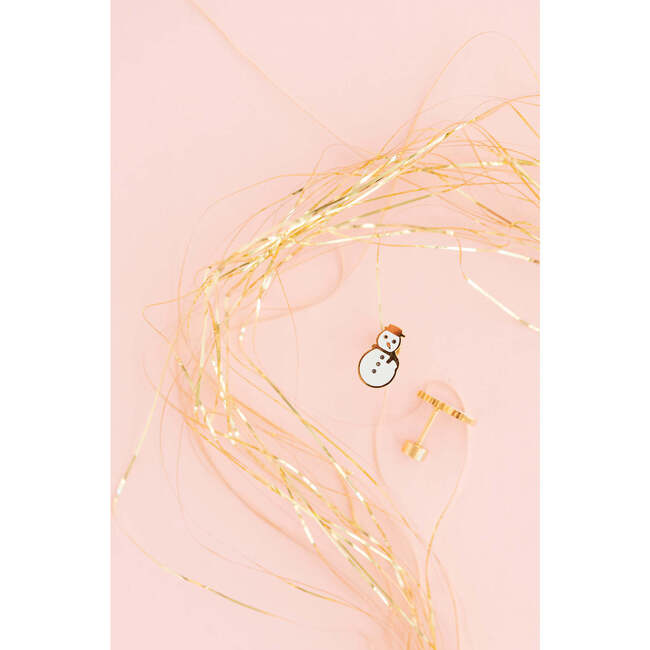 Snowman Stud Earrings, White - Earrings - 4