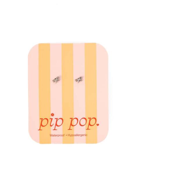 Mini Bow Stud Earrings, Silver - Earrings - 3