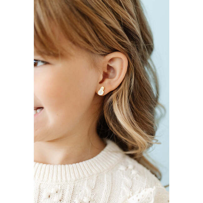 Snowman Stud Earrings, White - Earrings - 5