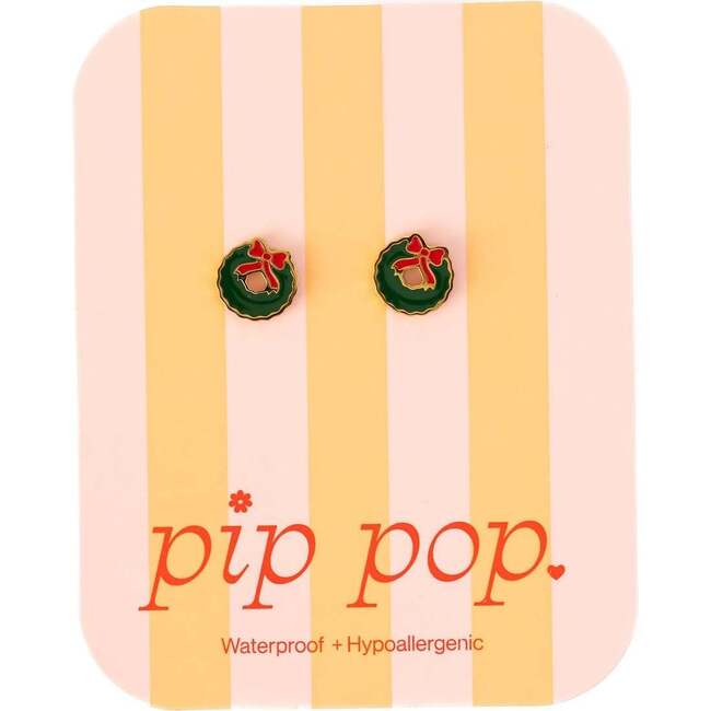 Wreath Stud Earrings, Green - Earrings - 4
