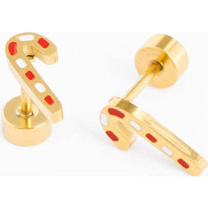 Candy Cane Stud Earrings, Red Multi - Earrings - 6