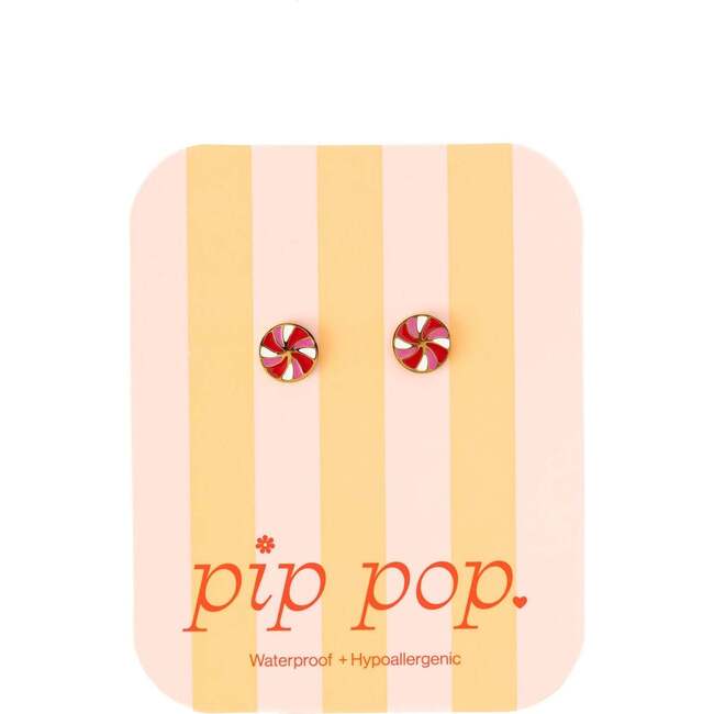 Peppermint Stud Earrings, Red/White - Earrings - 4