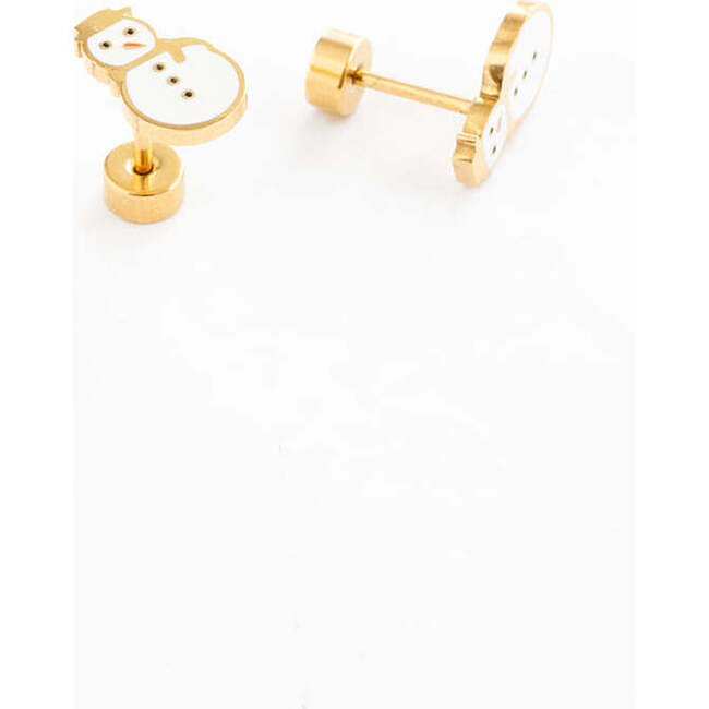 Snowman Stud Earrings, White - Earrings - 7