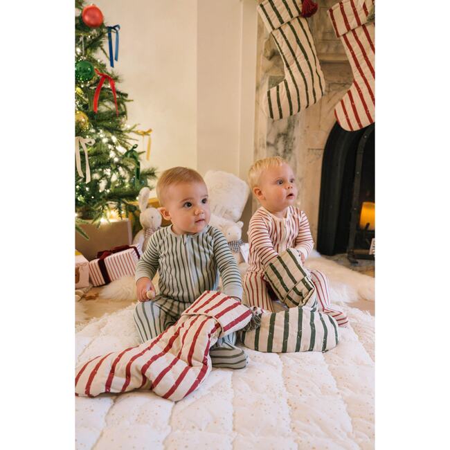 Ribbed Baby Sleeper, Stripes Away Evergreen - Pajamas - 3