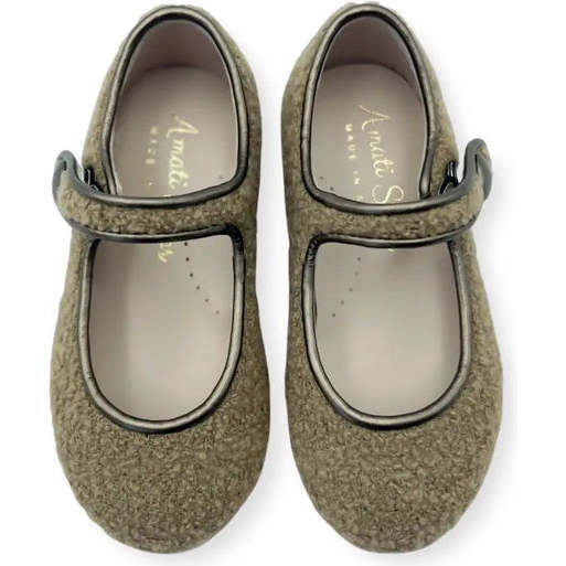 Charlotte Mary Jane Shoes, Taupe Bouclé