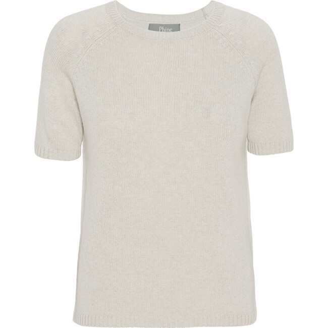 Women Cashmere Short Sleeve Knit Blouse, Ice Melange