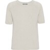 Women Cashmere Short Sleeve Knit Blouse, Ice Melange - Blouses - 1 - thumbnail