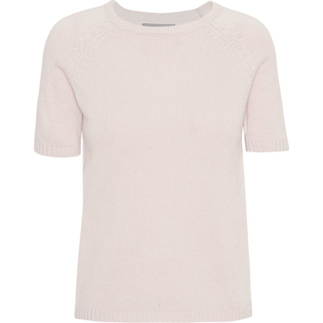 Women Cashmere Short Sleeve Knit Blouse, Rose Powder