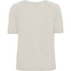 Women Cashmere Short Sleeve Knit Blouse, Ice Melange - Blouses - 2