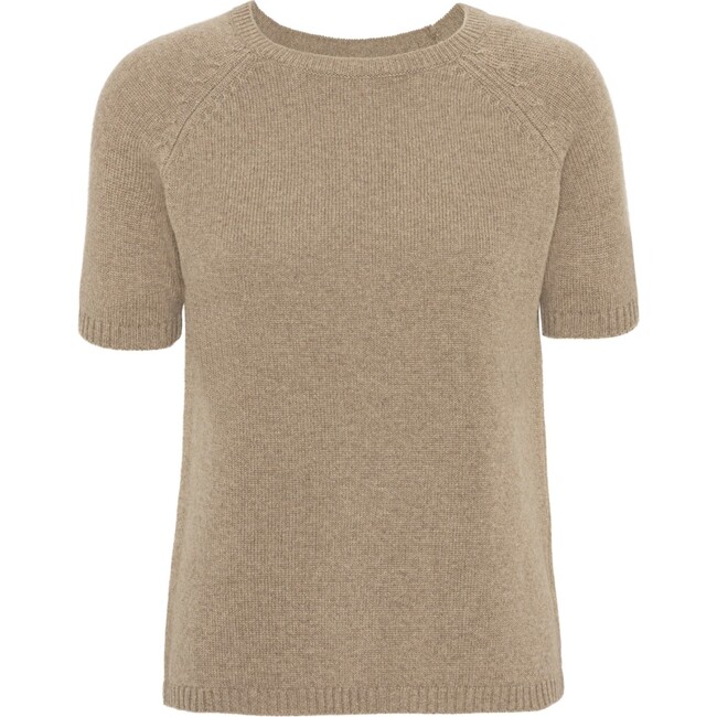 Women Cashmere Short Sleeve Knit Blouse, Desert Melange