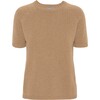 Women Cashmere Short Sleeve Knit Blouse, Caramel - Blouses - 1 - thumbnail