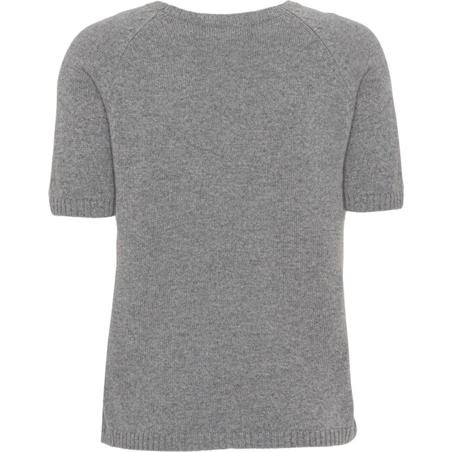 Women Cashmere Short Sleeve Knit Blouse, Grey Melange
