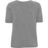 Women Cashmere Short Sleeve Knit Blouse, Grey Melange - Blouses - 2