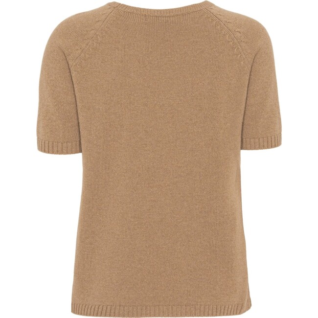 Women Cashmere Short Sleeve Knit Blouse, Caramel