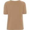Women Cashmere Short Sleeve Knit Blouse, Caramel - Blouses - 2