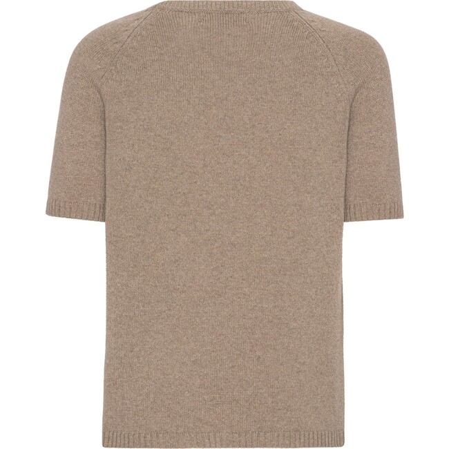 Women Cashmere Short Sleeve Knit Blouse, Bear Melange - Blouses - 2